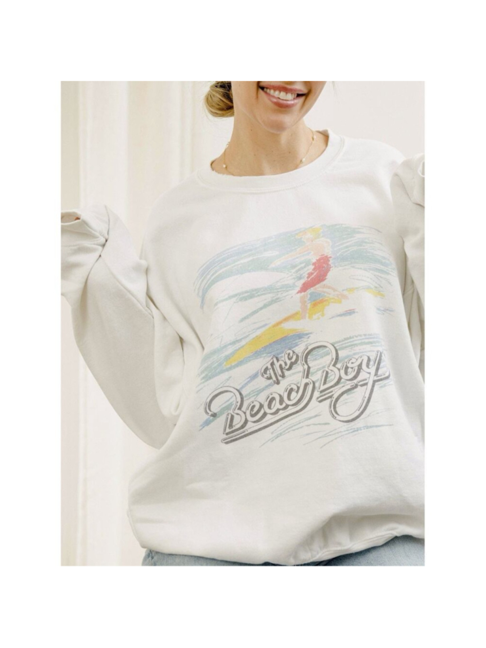 ☀️ The Beach Boys 80s Surf White Thrifted By Livylu+Livgoods Sweatshirt